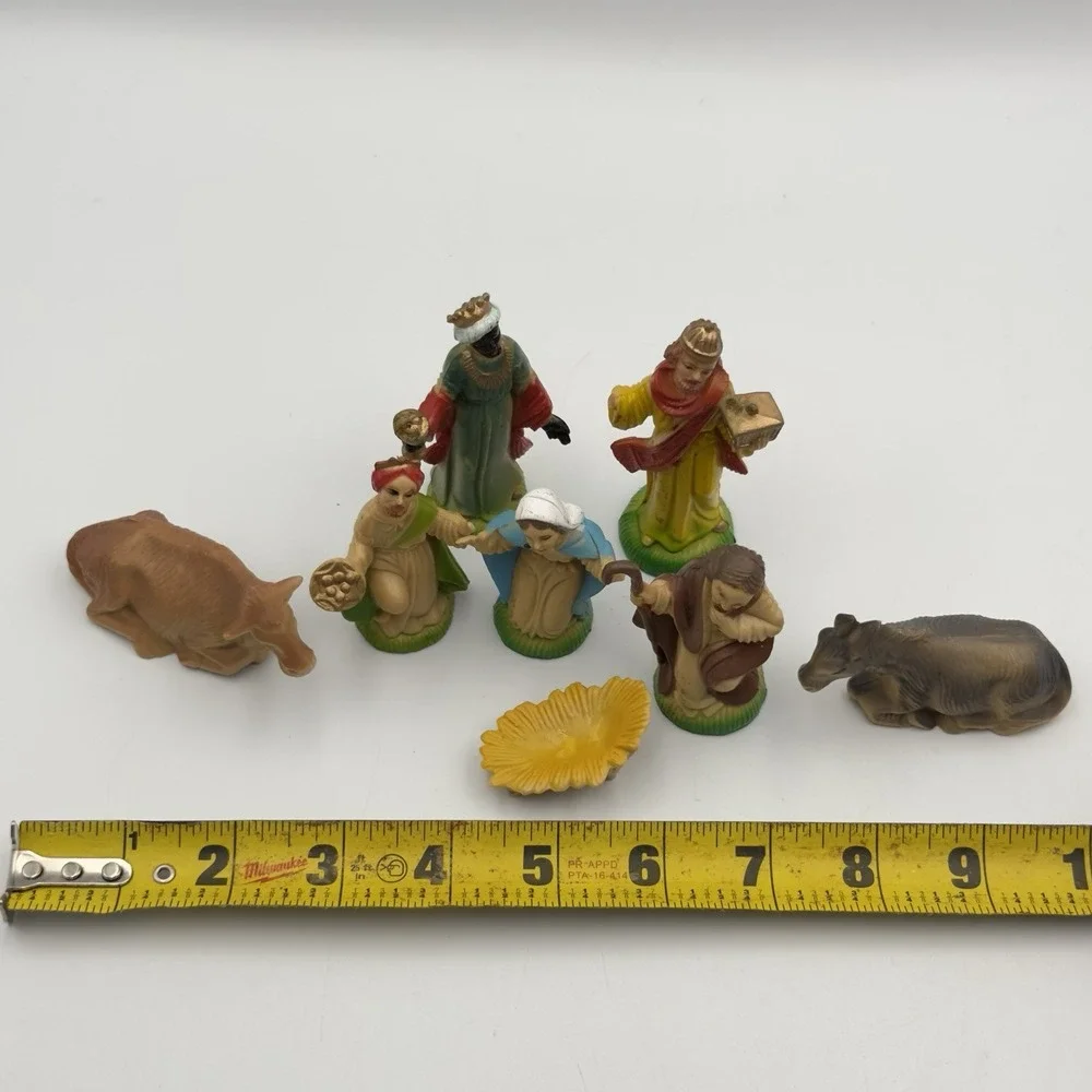 Vintage Christmas Small Nativity Set Hong Kong Hard Plastic Nativity Holy Family